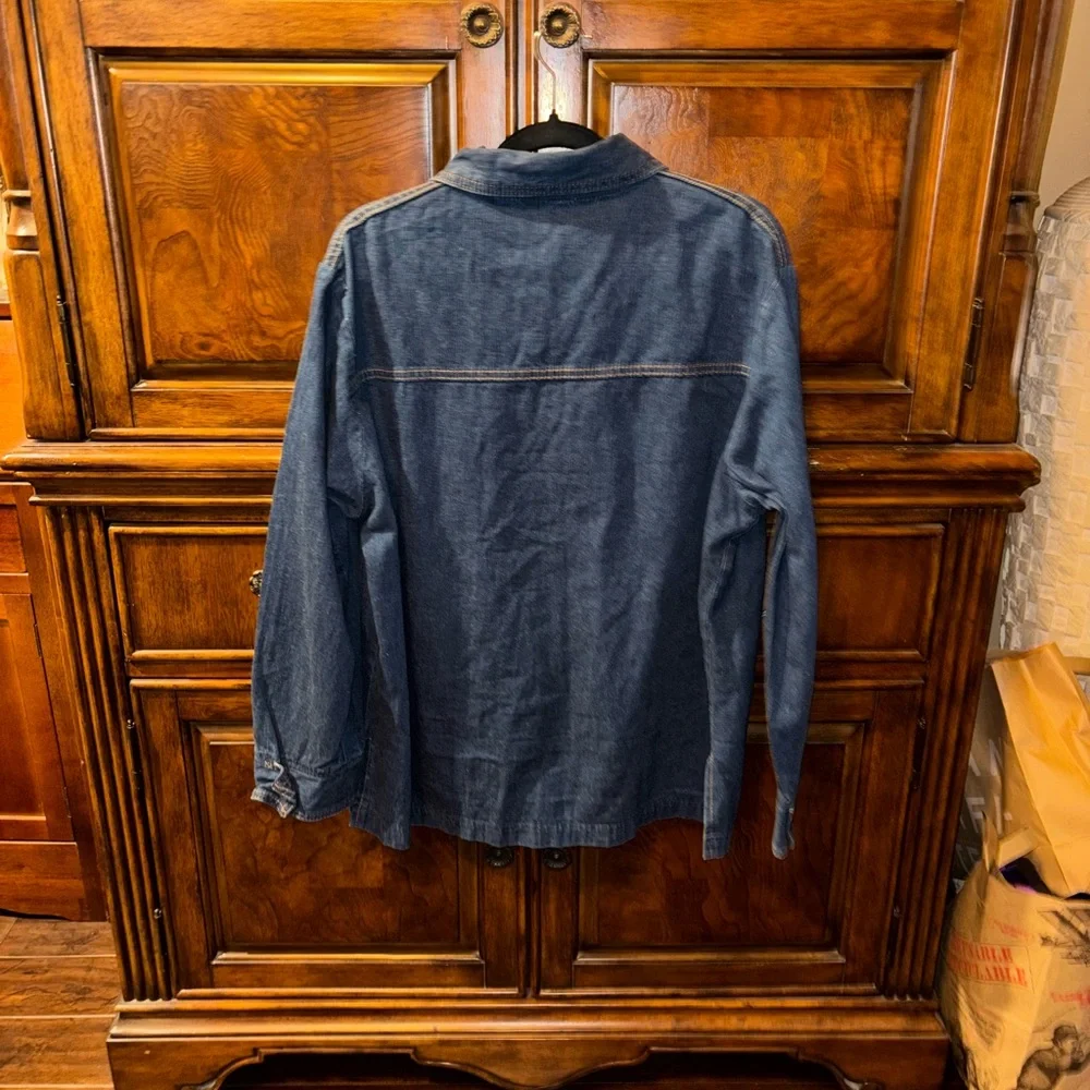 Vintage Dee Cee Rappers Blue Denim Button Down Shirt Size Large - Picture 5 of 5